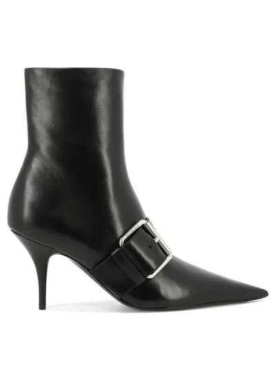 Balenciaga Knife Belt M80 Ankle Boots - Leather - Black/silver In Black