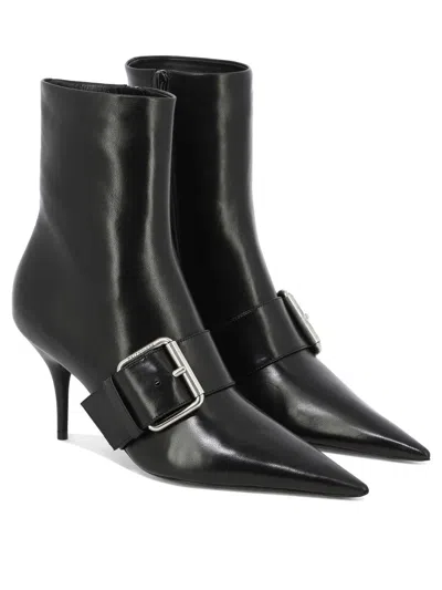 Balenciaga Knife Belt M80 Ankle Boots - Leather - Black/silver In Black
