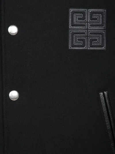 Givenchy Black Jacket With 4g Motif On Front In Wool And Tech Fabric Blend Man
