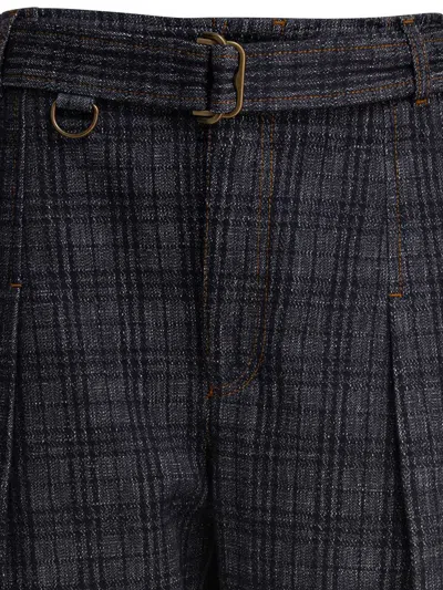 Burberry Indigo Jeans In Check Pattern Denim In Black