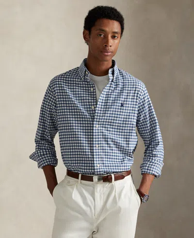 Polo Ralph Lauren Custom Fit Cotton Stretch Shirt In Blue