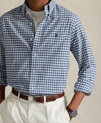 Polo Ralph Lauren Custom Fit Cotton Stretch Shirt In Blue