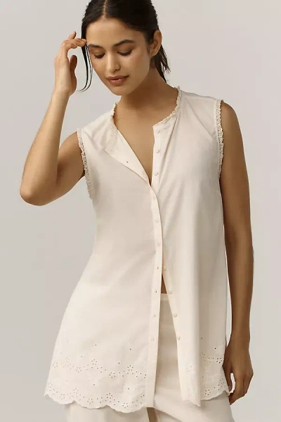 Reformation Willa Scalloped Button-front Top In Neutral