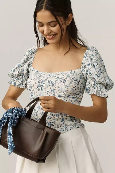 Reformation Marin Puff-sleeve Blouse In Blue