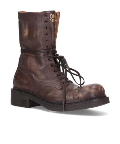 Miu Miu Leather Laced Boots (35mm)