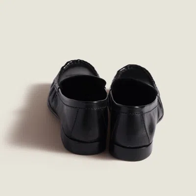 Miu Miu Gathered Detail Black Buffalo Leather Loafers In Black