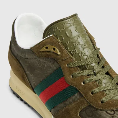 Gucci Round Toe Suede Panels Rubber Sole Sneakers In Multi