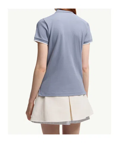 Moncler Logo Patch Cotton Piquet Polo Shirt In Blue