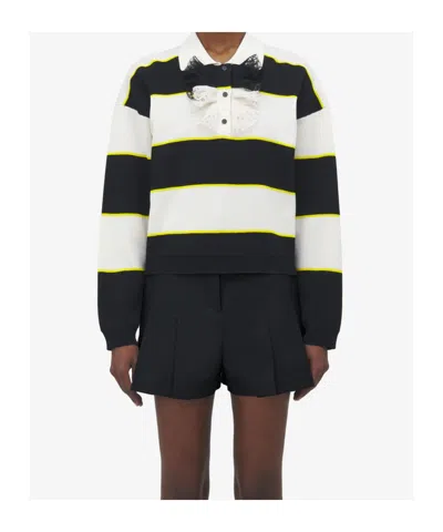 Alexander Mcqueen Lace-trim Stripe Rugby Shirt In Multi