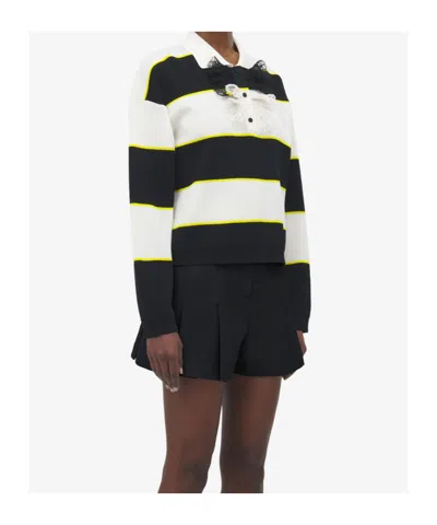 Alexander Mcqueen Lace-trim Stripe Rugby Shirt In Multi
