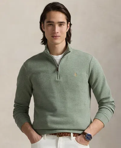 Polo Ralph Lauren Men's Double-knit Mesh Quarter-zip Pullover In Green