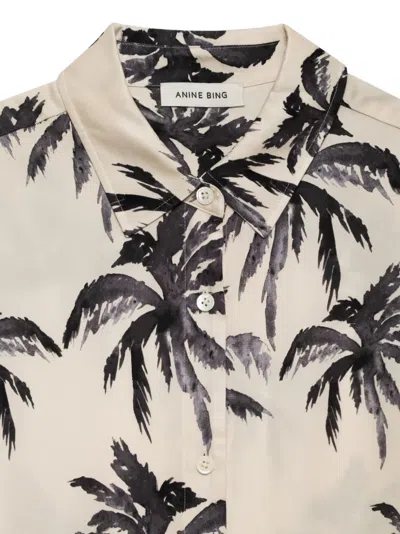 Anine Bing Tristan Palm-print Shirt In Neutral