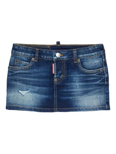 Dsquared2 Cotton Mini Skirt In Blue