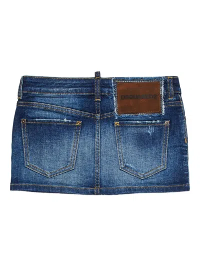 Dsquared2 Cotton Mini Skirt In Blue