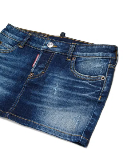 Dsquared2 Cotton Mini Skirt In Blue