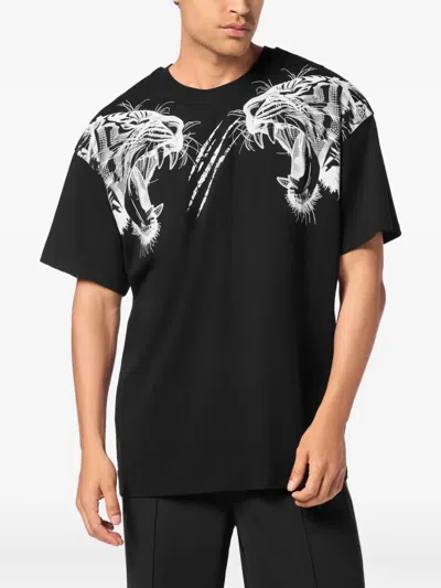 Plein Sport Tiger-head Round-neck T-shirt In Black