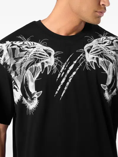 Plein Sport Tiger-head Round-neck T-shirt In Black