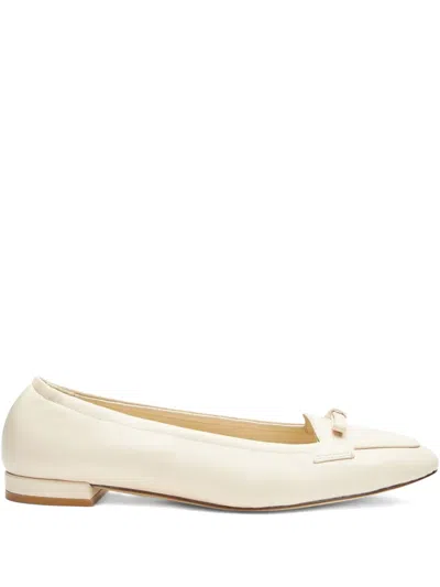 Stuart Weitzman Bow-detail Leather Loafers In White