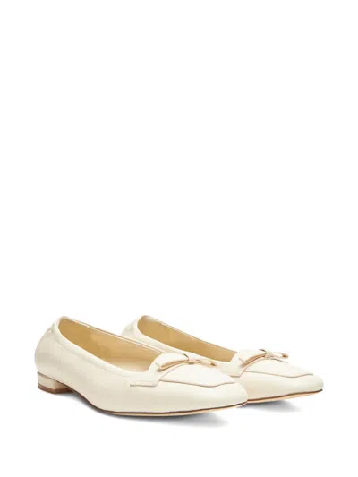 Stuart Weitzman Bow-detail Leather Loafers In White