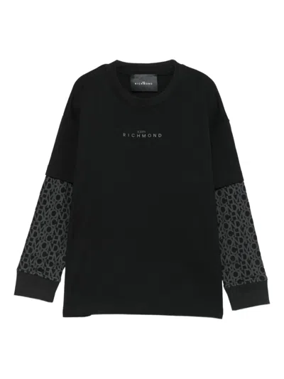 John Richmond Junior Logo-print Long-sleeve Top In Black