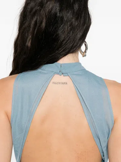 Sir Ruby Open-back Semi-sheer Cocktail Dress In Blue