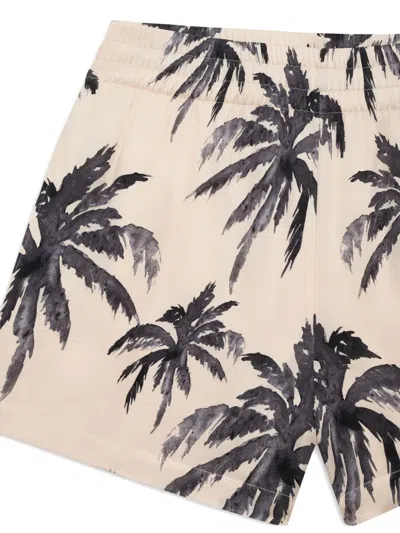 Anine Bing Kam Palm-print Shorts In White