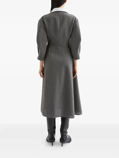 Jil Sander Mid-length Wool Dress With Contrasting Collar In Gray
