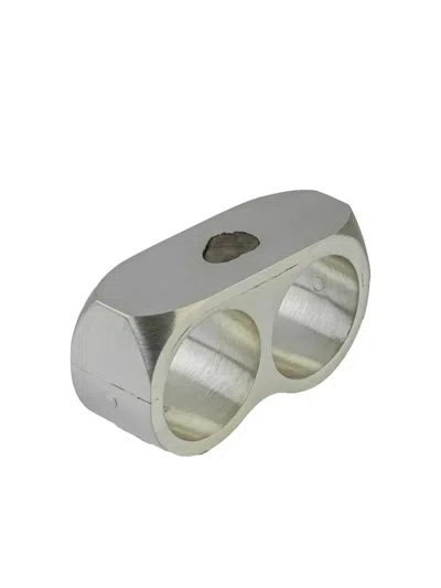 Parts Of Four Double-ring Diamond Slab Ring In Metallic