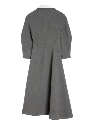 Jil Sander Mid-length Wool Dress With Contrasting Collar In Gray