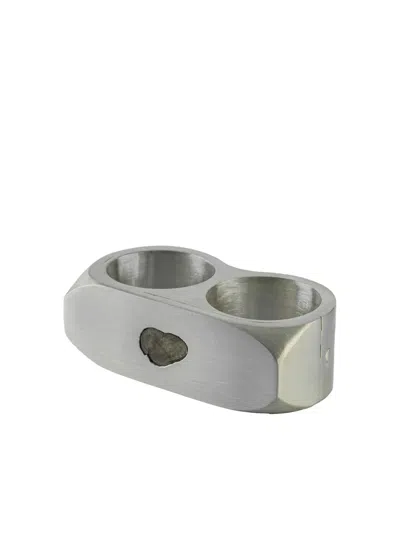 Parts Of Four Double-ring Diamond Slab Ring In Metallic