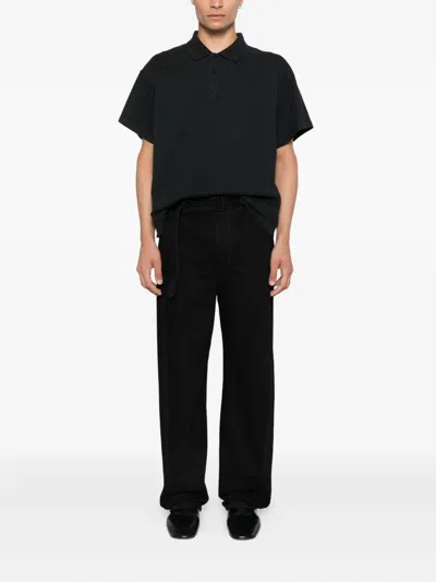 The Row Short-sleeve Buttoned Polo Shirt In Black