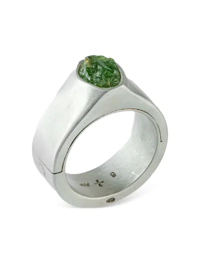Parts Of Four Terrestrial Surfaced Peridot Ring In Metallic