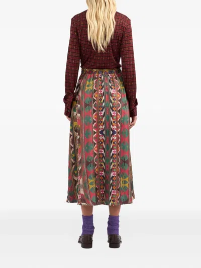 Pierre-louis Mascia Patterned Pleated Skirt In Red
