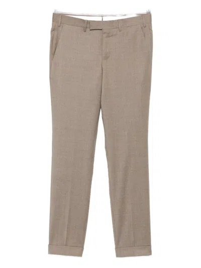 Pt Torino Cuffed Wool Trousers In Neutral