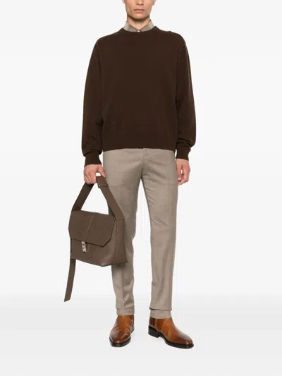 Pt Torino Cuffed Wool Trousers In Neutral