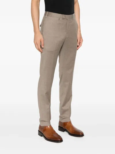 Pt Torino Cuffed Wool Trousers In Neutral