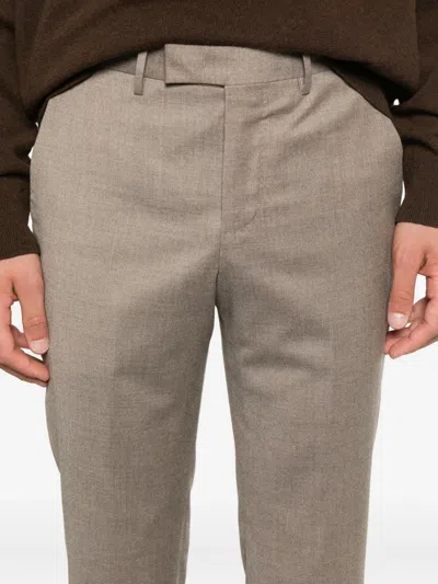 Pt Torino Cuffed Wool Trousers In Neutral