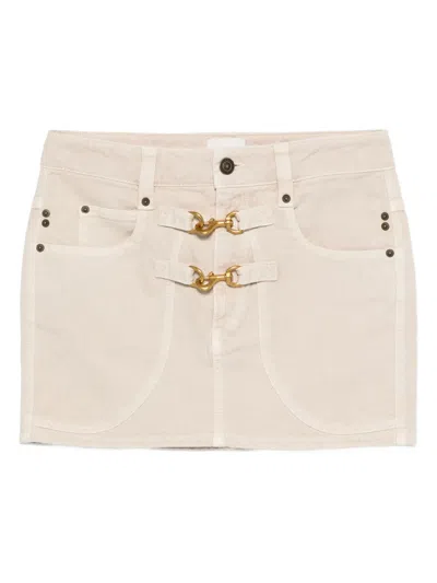 Isabel Marant Paulina Buckle-fastening Pocket Skirt In Neutral