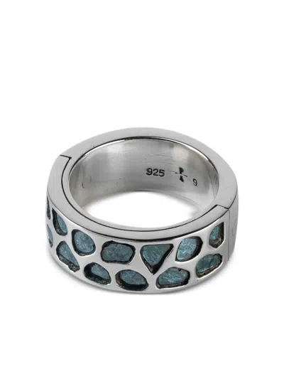 Parts Of Four Pavé-set Slab Ring In Metallic