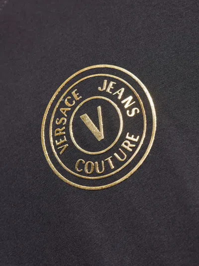 Versace Jeans Couture Black Cotton T-shirt With Print In Black