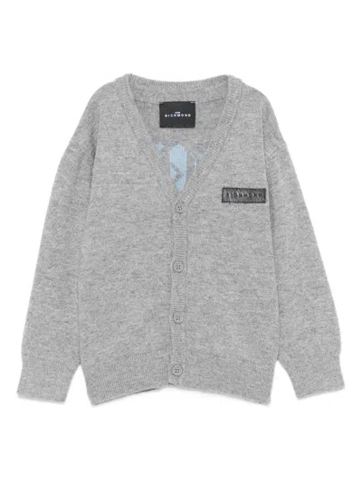 John Richmond Junior Logo-plaque Cardigan In Gray