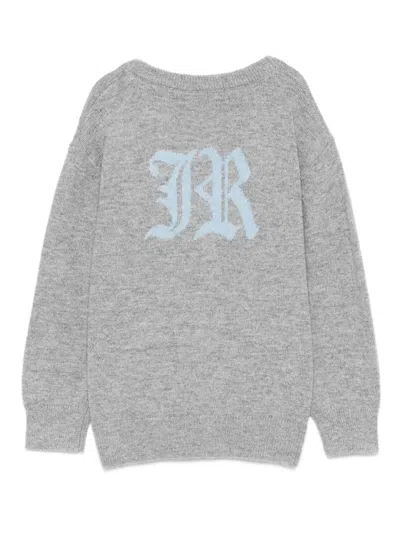 John Richmond Junior Logo-plaque Cardigan In Gray