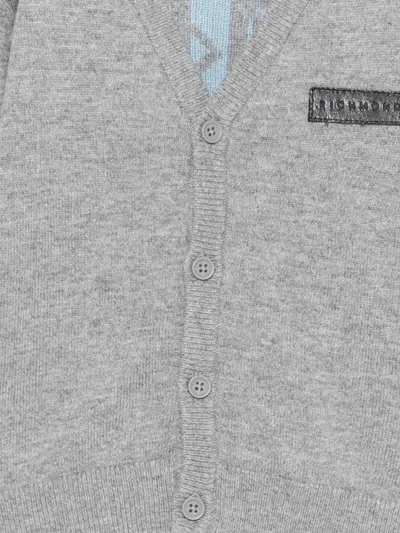 John Richmond Junior Logo-plaque Cardigan In Gray