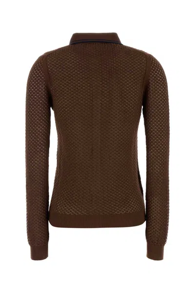 Miu Miu Women Open-knit Cardigan In Brown