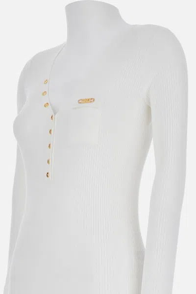 Elisabetta Franchi Midi Dress In White
