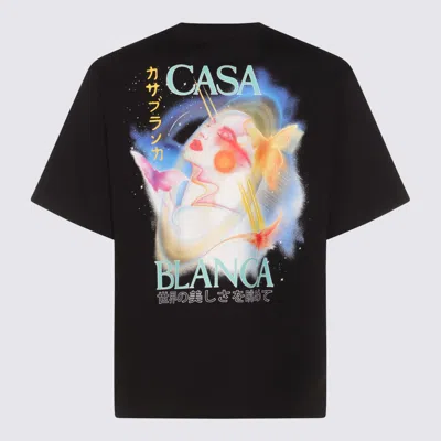 Casablanca Crew Neck Graphic Print Short Sleeves In Black