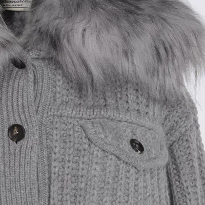 Blumarine Casual Jacket With Faux Fur Collar In Gray