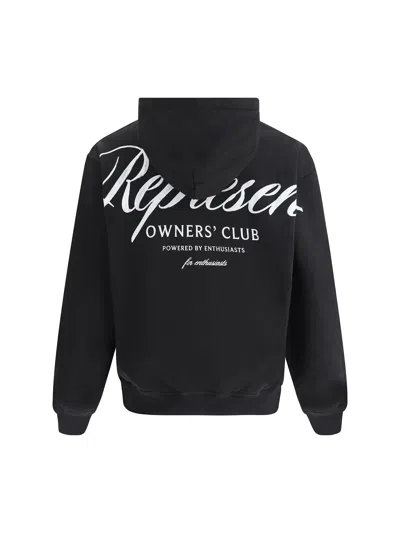 Represent Black Hoodie With Logo Lettering Detail On The Front And Maxi Logo Print On The Rear In Cotton Man In Black