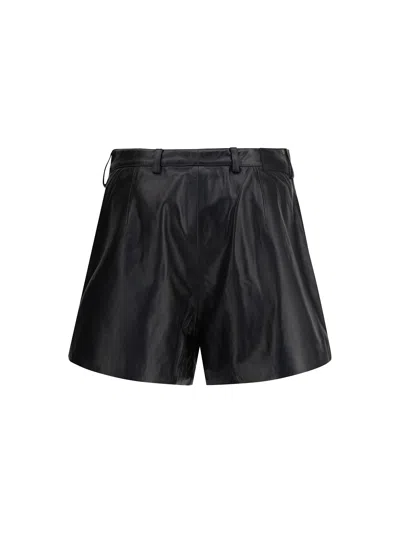 R13 Pleated Leather Shorts In Black