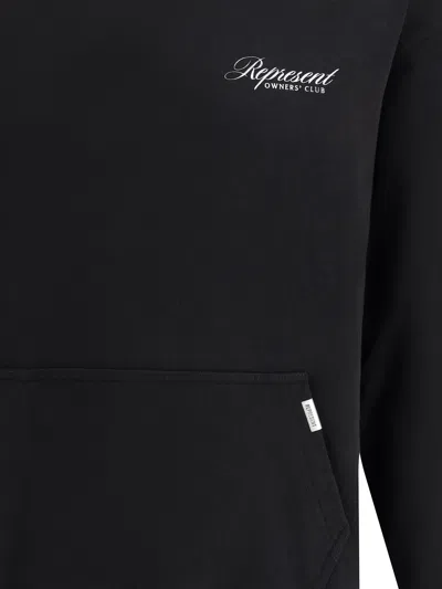 Represent Black Hoodie With Logo Lettering Detail On The Front And Maxi Logo Print On The Rear In Cotton Man In Black